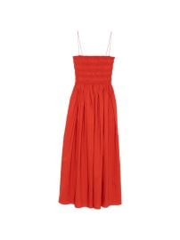 Matteau Shirred spaghetti-straps Cotton Maxi Dress | Red | FARFETCH at Farfetch